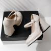 imageRIBONGZ Chunky High Heels for Women Sexy Mary Jane Square Toe Heels Pumps Comfortable Ankle Strap Closed Toe Block Platform Heels Dressy shoesMjapricot001