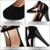 imageRIBONGZ Closed Toe Platform High Heels Strappy Heels for Women Pumps Sexy Summer Comfortable 4 inch Stiletto Wedding HeelsBlack
