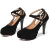 imageRIBONGZ Closed Toe Platform High Heels Strappy Heels for Women Pumps Sexy Summer Comfortable 4 inch Stiletto Wedding HeelsBlack