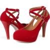 imageRIBONGZ Closed Toe Platform High Heels Strappy Heels for Women Pumps Sexy Summer Comfortable 4 inch Stiletto Wedding HeelsRed