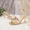 imageRIBONGZ Gold High Strappy Heels For Womens Square Open Toe Ankle Strap Heels Stiletto Heels for Wedding Prom Party Dress ShoesAnkle Strap Gold