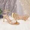imageRIBONGZ Gold High Strappy Heels For Womens Square Open Toe Ankle Strap Heels Stiletto Heels for Wedding Prom Party Dress ShoesAnkle Strap Gold