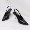 imageRIBONGZ Sexy Slingback Pumps Elegant Dressy Heels for Women Closed Toe Pointy High Heels Wedding Bride Prom Party Evening ShoesBlack