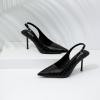 imageRIBONGZ Sexy Slingback Pumps Elegant Dressy Heels for Women Closed Toe Pointy High Heels Wedding Bride Prom Party Evening ShoesBlack Stone