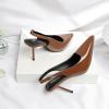 imageRIBONGZ Sexy Slingback Pumps Elegant Dressy Heels for Women Closed Toe Pointy High Heels Wedding Bride Prom Party Evening ShoesBrown