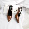 imageRIBONGZ Sexy Slingback Pumps Elegant Dressy Heels for Women Closed Toe Pointy High Heels Wedding Bride Prom Party Evening ShoesBrown