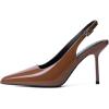 imageRIBONGZ Sexy Slingback Pumps Elegant Dressy Heels for Women Closed Toe Pointy High Heels Wedding Bride Prom Party Evening ShoesBrown