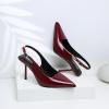 imageRIBONGZ Sexy Slingback Pumps Elegant Dressy Heels for Women Closed Toe Pointy High Heels Wedding Bride Prom Party Evening ShoesBurgundy