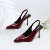 imageRIBONGZ Sexy Slingback Pumps Elegant Dressy Heels for Women Closed Toe Pointy High Heels Wedding Bride Prom Party Evening ShoesBurgundy