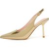 imageRIBONGZ Sexy Slingback Pumps Elegant Dressy Heels for Women Closed Toe Pointy High Heels Wedding Bride Prom Party Evening ShoesGold