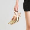 imageRIBONGZ Sexy Slingback Pumps Elegant Dressy Heels for Women Closed Toe Pointy High Heels Wedding Bride Prom Party Evening ShoesGold