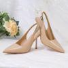 imageRIBONGZ Sexy Slingback Pumps Elegant Dressy Heels for Women Closed Toe Pointy High Heels Wedding Bride Prom Party Evening ShoesNude