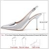 imageRIBONGZ Sexy Slingback Pumps Elegant Dressy Heels for Women Closed Toe Pointy High Heels Wedding Bride Prom Party Evening ShoesSilver