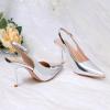 imageRIBONGZ Sexy Slingback Pumps Elegant Dressy Heels for Women Closed Toe Pointy High Heels Wedding Bride Prom Party Evening ShoesSilver