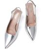 imageRIBONGZ Sexy Slingback Pumps Elegant Dressy Heels for Women Closed Toe Pointy High Heels Wedding Bride Prom Party Evening ShoesSilver