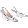 imageRIBONGZ Sexy Slingback Pumps Elegant Dressy Heels for Women Closed Toe Pointy High Heels Wedding Bride Prom Party Evening ShoesSilver
