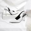 imageRIBONGZ Sexy Slingback Pumps Elegant Dressy Heels for Women Closed Toe Pointy High Heels Wedding Bride Prom Party Evening ShoesWhite