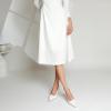 imageRIBONGZ Sexy Slingback Pumps Elegant Dressy Heels for Women Closed Toe Pointy High Heels Wedding Bride Prom Party Evening ShoesWhite