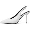 imageRIBONGZ Sexy Slingback Pumps Elegant Dressy Heels for Women Closed Toe Pointy High Heels Wedding Bride Prom Party Evening ShoesWhite