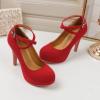 imageRIBONGZ Strappy Heels for Women Closed Toe Platform High Heels Pumps Sexy Summer Comfortable 4 inch Stiletto Wedding HeelsRed