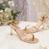 imageRIBONGZ Womens High Strappy Heels Square Open Toe Ankle Strap Lace Up Heels Stiletto Sexy Heels for Wedding Bridal Prom Party Dress ShoesStrappy Gold