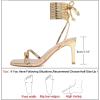 imageRIBONGZ Womens High Strappy Heels Square Open Toe Ankle Strap Lace Up Heels Stiletto Sexy Heels for Wedding Bridal Prom Party Dress ShoesStrappy Gold