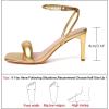 imageRIBONGZ Womens Sandals Dressy Gold Strappy Square Open Toe Chunky Heels Ankle Strap Kitten Sexy High Heels Prom Wedding Party Evening Summer Bridal ShoesGold