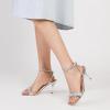 imageRIBONGZ Womens Sandals Dressy Gold Strappy Square Open Toe Chunky Heels Ankle Strap Kitten Sexy High Heels Prom Wedding Party Evening Summer Bridal ShoesSilverrhinestone