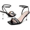 imageRIBONGZ Womens Sandals Dressy Gold Strappy Square Open Toe Chunky Heels Ankle Strap Kitten Sexy High Heels Prom Wedding Party Evening Summer Bridal ShoesBlackrhinestone