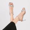imageRIBONGZ Womens Sandals Dressy Gold Strappy Square Open Toe Chunky Heels Ankle Strap Kitten Sexy High Heels Prom Wedding Party Evening Summer Bridal ShoesSilver
