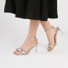 imageRIBONGZ Womens Sandals Dressy Gold Strappy Square Open Toe Chunky Heels Ankle Strap Kitten Sexy High Heels Prom Wedding Party Evening Summer Bridal ShoesSilver