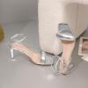 imageRIBONGZ Womens Sandals Dressy Gold Strappy Square Open Toe Chunky Heels Ankle Strap Kitten Sexy High Heels Prom Wedding Party Evening Summer Bridal ShoesSilver