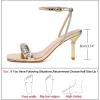 imageRIBONGZ Womens Sandals Dressy Gold Strappy Square Open Toe Chunky Heels Ankle Strap Kitten Sexy High Heels Prom Wedding Party Evening Summer Bridal ShoesGoldrhinestone