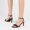 imageRIBONGZ Womens Sandals Dressy Gold Strappy Square Open Toe Chunky Heels Ankle Strap Kitten Sexy High Heels Prom Wedding Party Evening Summer Bridal ShoesBlack