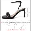 imageRIBONGZ Womens Sandals Dressy Gold Strappy Square Open Toe Chunky Heels Ankle Strap Kitten Sexy High Heels Prom Wedding Party Evening Summer Bridal ShoesBlack