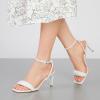 imageRIBONGZ Womens Sandals Dressy Gold Strappy Square Open Toe Chunky Heels Ankle Strap Kitten Sexy High Heels Prom Wedding Party Evening Summer Bridal ShoesWhite