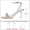 imageRIBONGZ Womens Sandals Dressy Gold Strappy Square Open Toe Chunky Heels Ankle Strap Kitten Sexy High Heels Prom Wedding Party Evening Summer Bridal ShoesSilverrhinestone