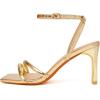 imageRIBONGZ Womens Strappy Heels Square Open Toe High Heels for Women Ankle Strap Chunky Heeled Sandals Wedding Bridal Shoes Comfort High Heel Sandals Dress Party ShoesGold