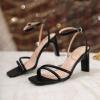 imageRIBONGZ Womens Strappy Heels Square Open Toe High Heels for Women Ankle Strap Chunky Heeled Sandals Wedding Bridal Shoes Comfort High Heel Sandals Dress Party ShoesBlack