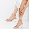 imageRIBONGZ Womens Strappy Heels Square Open Toe High Heels for Women Ankle Strap Chunky Heeled Sandals Wedding Bridal Shoes Comfort High Heel Sandals Dress Party ShoesSilver