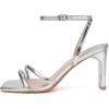 imageRIBONGZ Womens Strappy Heels Square Open Toe High Heels for Women Ankle Strap Chunky Heeled Sandals Wedding Bridal Shoes Comfort High Heel Sandals Dress Party ShoesSilver