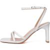 imageRIBONGZ Womens Strappy Heels Square Open Toe High Heels for Women Ankle Strap Chunky Heeled Sandals Wedding Bridal Shoes Comfort High Heel Sandals Dress Party ShoesWhite