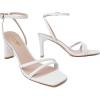 imageRIBONGZ Womens Strappy Heels Square Open Toe High Heels for Women Ankle Strap Chunky Heeled Sandals Wedding Bridal Shoes Comfort High Heel Sandals Dress Party ShoesWhite