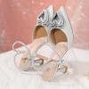 imageRIBONGZ Womens Wedding Shoes Glitter Sparkly Pointed Toe Strappy High Heels Sexy Ankle Strap Pumps Bridal Party Work Dress ShoesHeartgltsilver