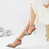 imageRIBONGZ Womens Wedding Shoes Glitter Sparkly Pointed Toe Strappy High Heels Sexy Ankle Strap Pumps Bridal Party Work Dress ShoesHeartpvcblack