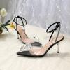 imageRIBONGZ Womens Wedding Shoes Glitter Sparkly Pointed Toe Strappy High Heels Sexy Ankle Strap Pumps Bridal Party Work Dress ShoesHeartpvcblack