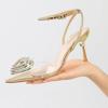 imageRIBONGZ Womens Wedding Shoes Glitter Sparkly Pointed Toe Strappy High Heels Sexy Ankle Strap Pumps Bridal Party Work Dress ShoesHeartpvcgold