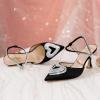 imageRIBONGZ Womens Wedding Shoes Glitter Sparkly Pointed Toe Strappy High Heels Sexy Ankle Strap Pumps Bridal Party Work Dress ShoesHeartstainblack