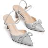 imageRIBONGZ Womens Wedding Shoes Glitter Sparkly Pointed Toe Strappy High Heels Sexy Ankle Strap Pumps Bridal Party Work Dress ShoesXmwsilver