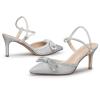 imageRIBONGZ Womens Wedding Shoes Glitter Sparkly Pointed Toe Strappy High Heels Sexy Ankle Strap Pumps Bridal Party Work Dress ShoesXmwsilver